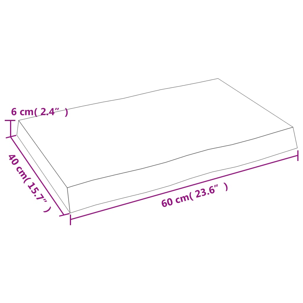 Stolna ploča 60x40x(2-6) cm od hrastovine sa živim rubom