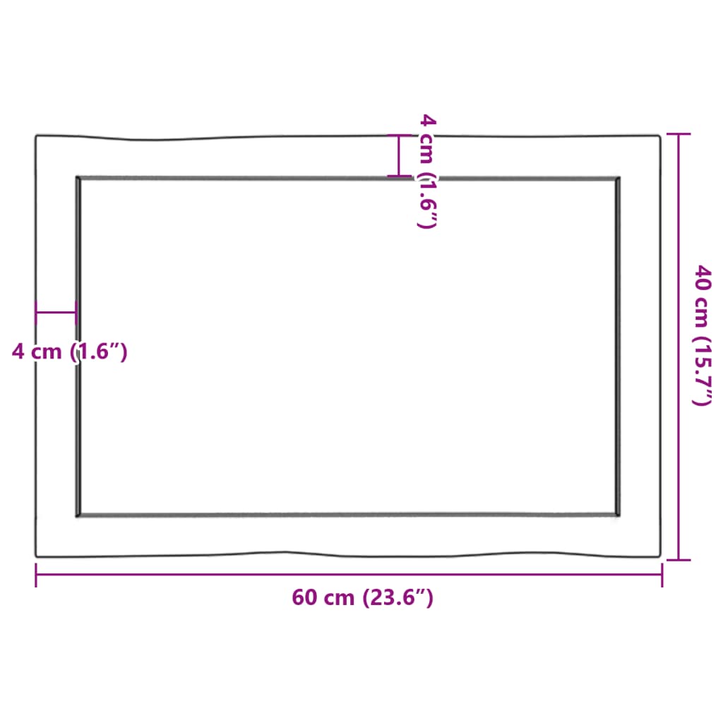 Stolna ploča 60x40x(2-6) cm od hrastovine sa živim rubom