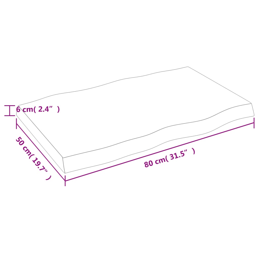 Stolna ploča 80 x 50 x (2 - 6) cm od hrastovine sa živim rubom