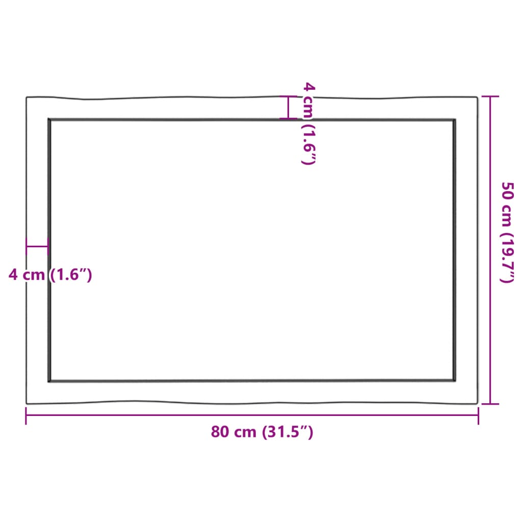 Stolna ploča 80 x 50 x (2 - 6) cm od hrastovine sa živim rubom