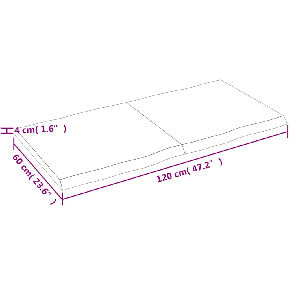 Stolna ploča svjetlosmeđa 120x60x(2-4) cm obrađena hrastovina