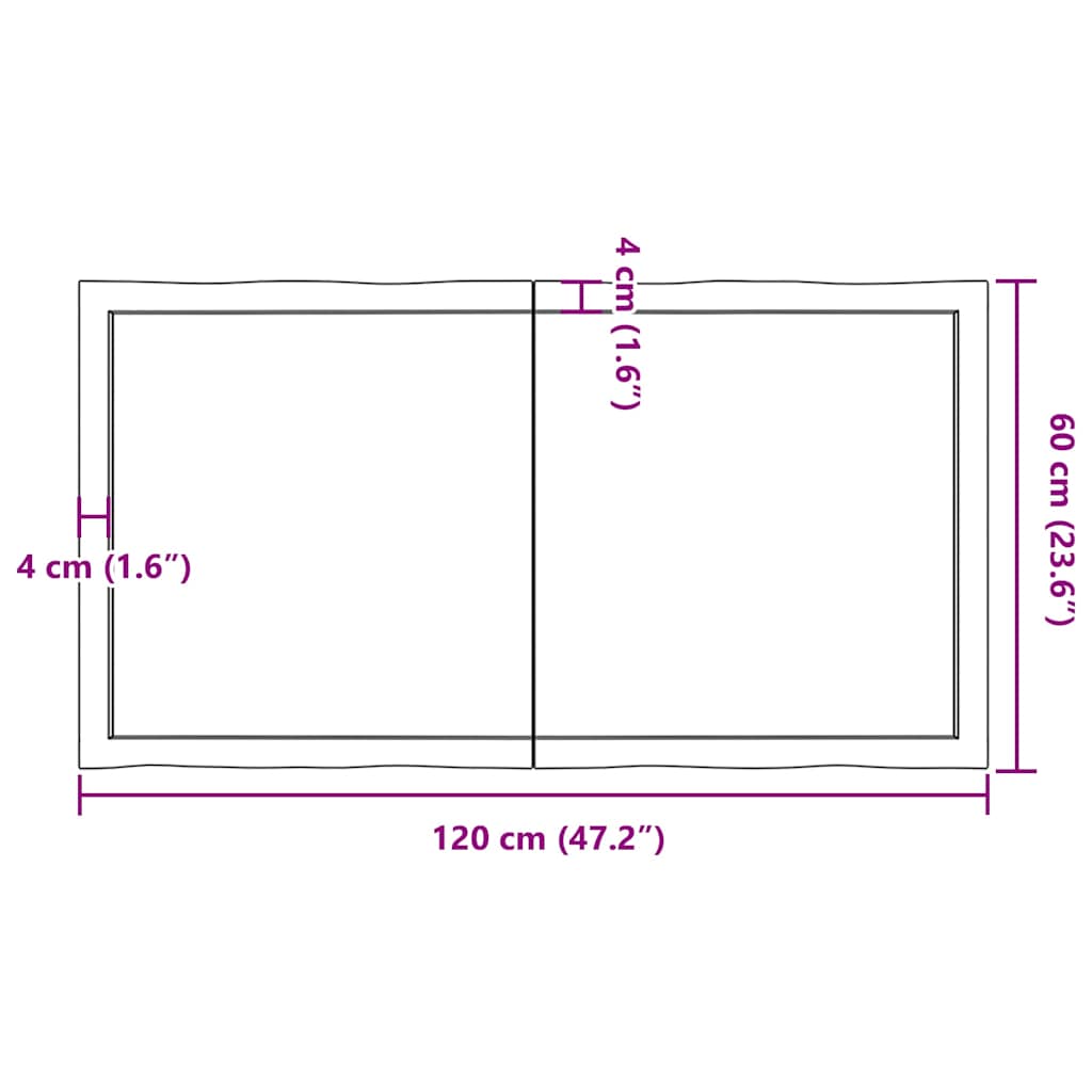Stolna ploča svjetlosmeđa 120x60x(2-4) cm obrađena hrastovina