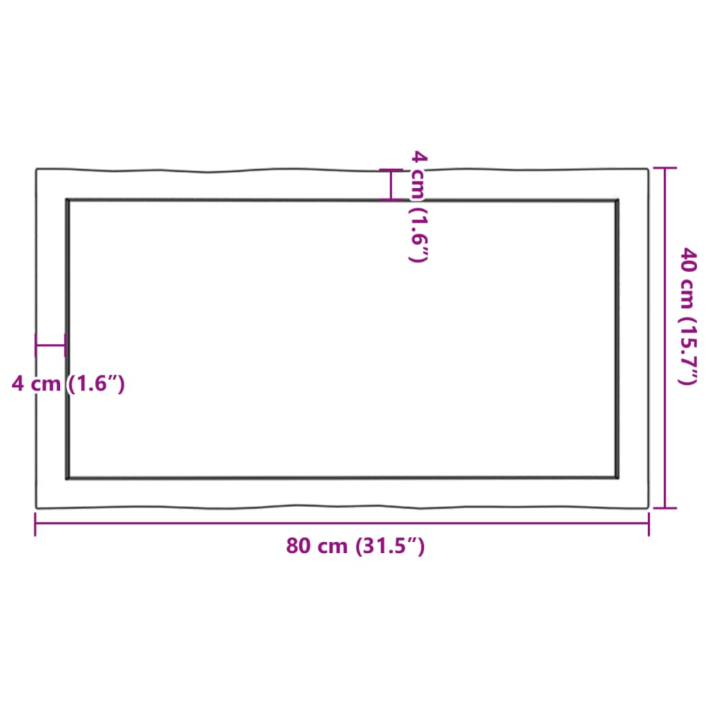 Stolna ploča tamnosmeđa 80x40x(2-6) cm obrađena hrastovina