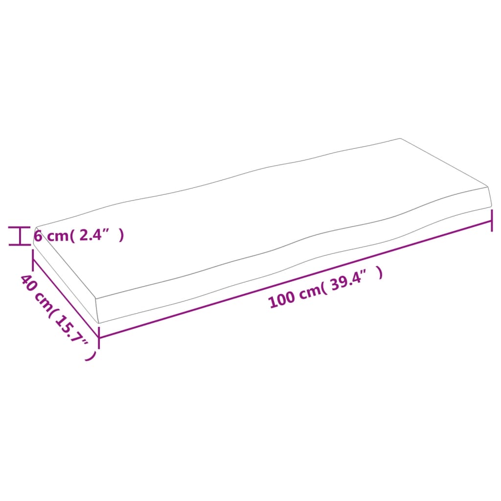 Stolna ploča tamnosmeđa 100x40x(2-6) cm obrađena hrastovina