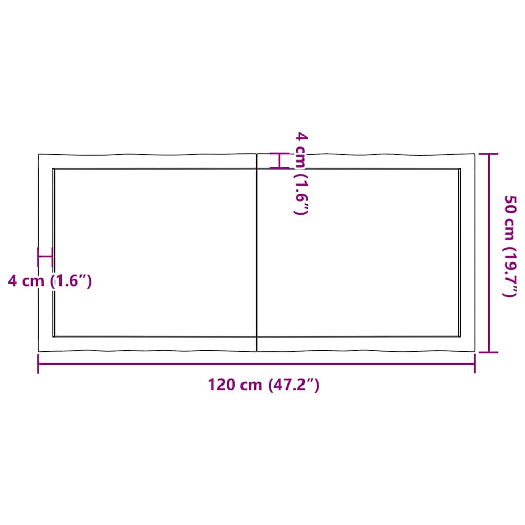 Stolna ploča tamnosmeđa 120x50x(2-6) cm obrađena hrastovina