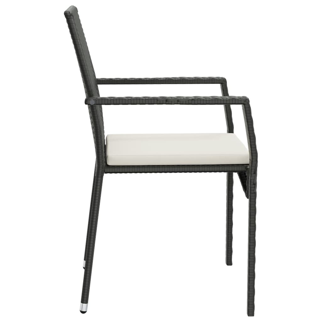 9-dijelni vrtni blagovaonski set s jastucima crni od poliratana Crna Dužina stola 190 cm