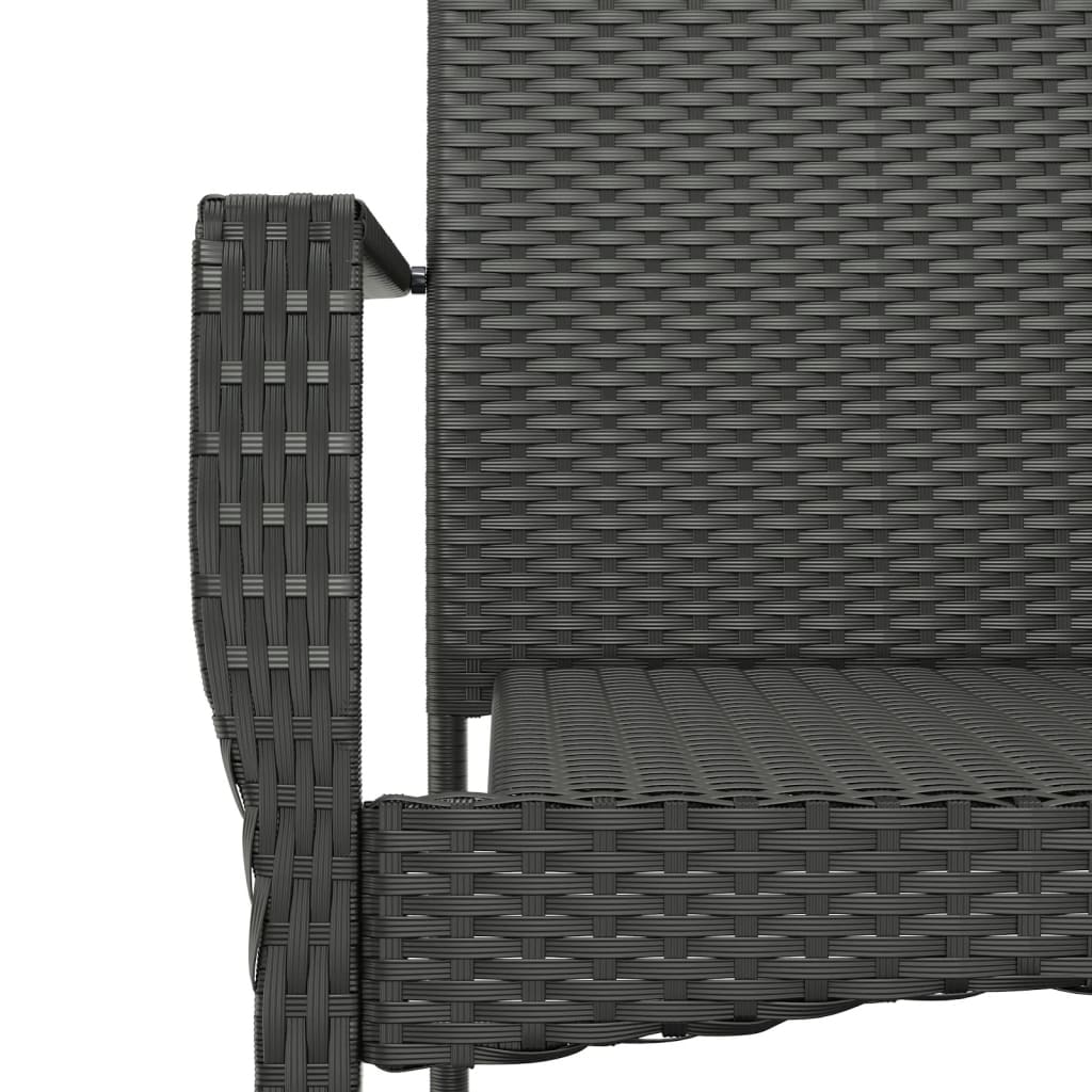 9-dijelni vrtni blagovaonski set s jastucima crni od poliratana Crna Dužina stola 190 cm