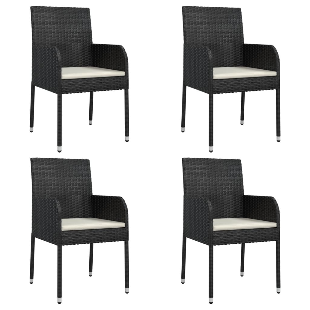 5-dijelni vrtni blagovaonski set s jastucima od poliratana crni Crna Dužina stola 80 cm