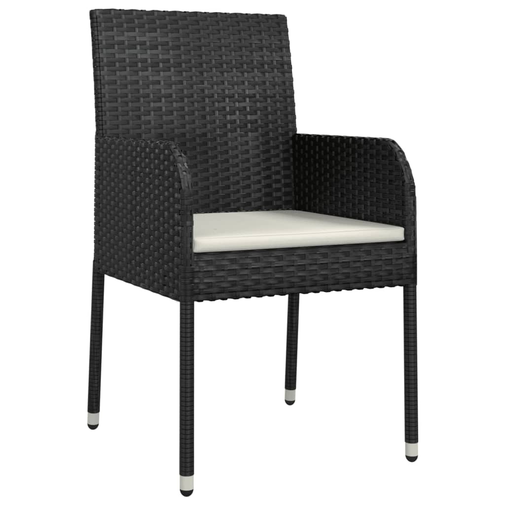 5-dijelni vrtni blagovaonski set s jastucima od poliratana crni Crna Dužina stola 80 cm