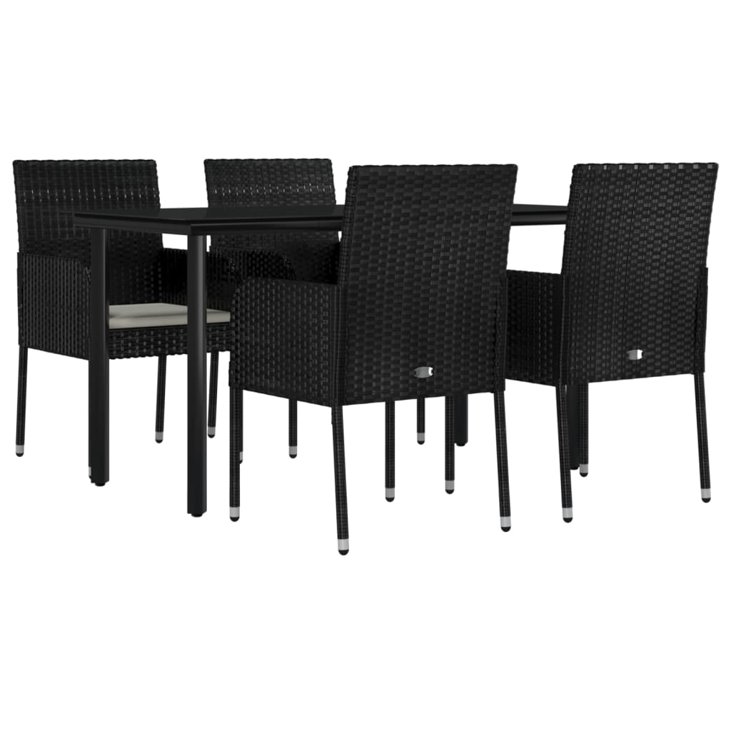 5-dijelni vrtni blagovaonski set s jastucima od poliratana crni Crna Dužina stola 140 cm