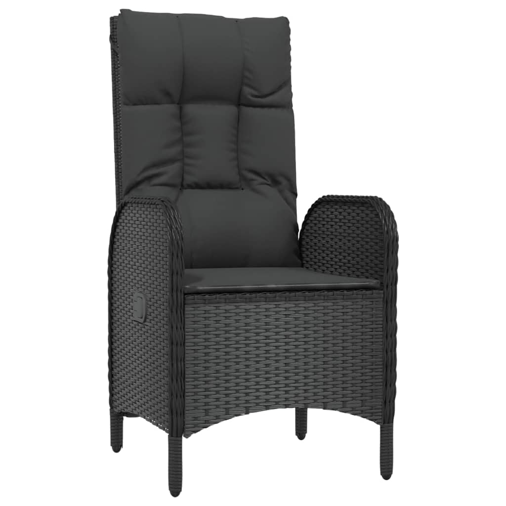 5-dijelni vrtni blagovaonski set s jastucima od poliratana crni Crna Dužina stola 80 cm