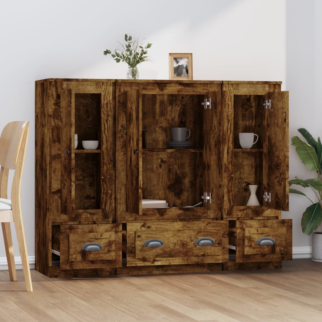 Visoke komode 3 kom boja dimljenog hrasta od konstruiranog drva
