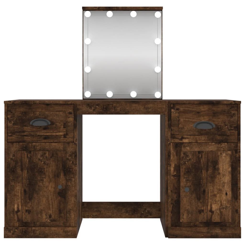 Toaletni stolić LED boja dimljenog hrasta 130 x 50 x 132,5 cm