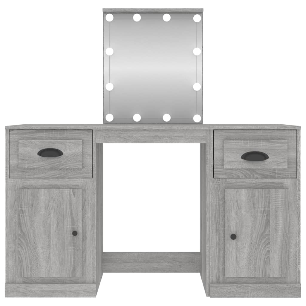 Toaletni stolić LED boja sivog hrasta 130x50x132,5 cm