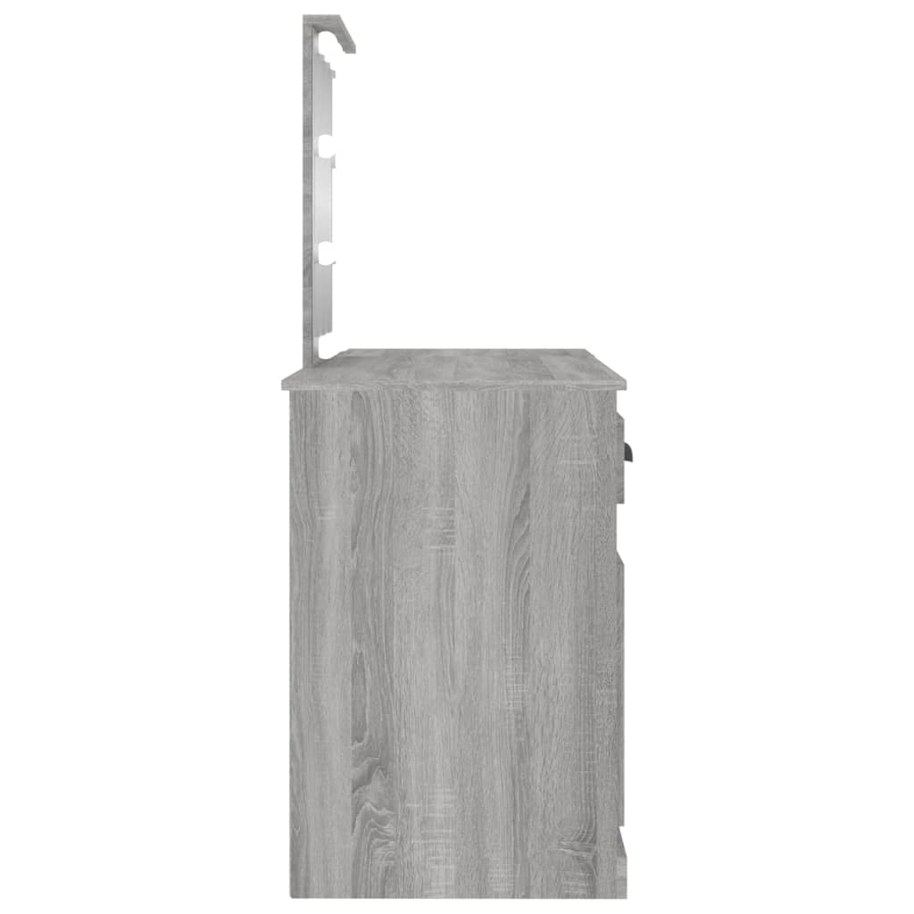 Toaletni stolić LED boja sivog hrasta 130x50x132,5 cm
