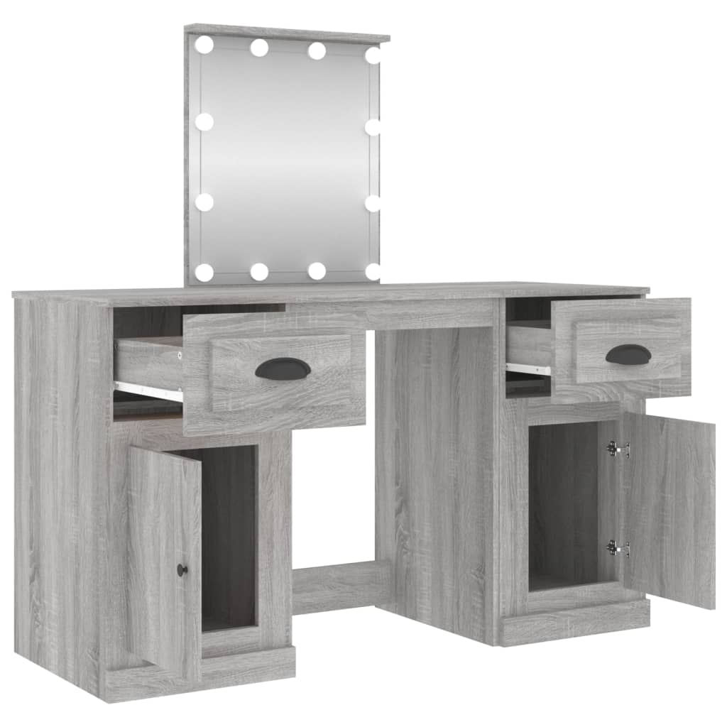Toaletni stolić LED boja sivog hrasta 130x50x132,5 cm