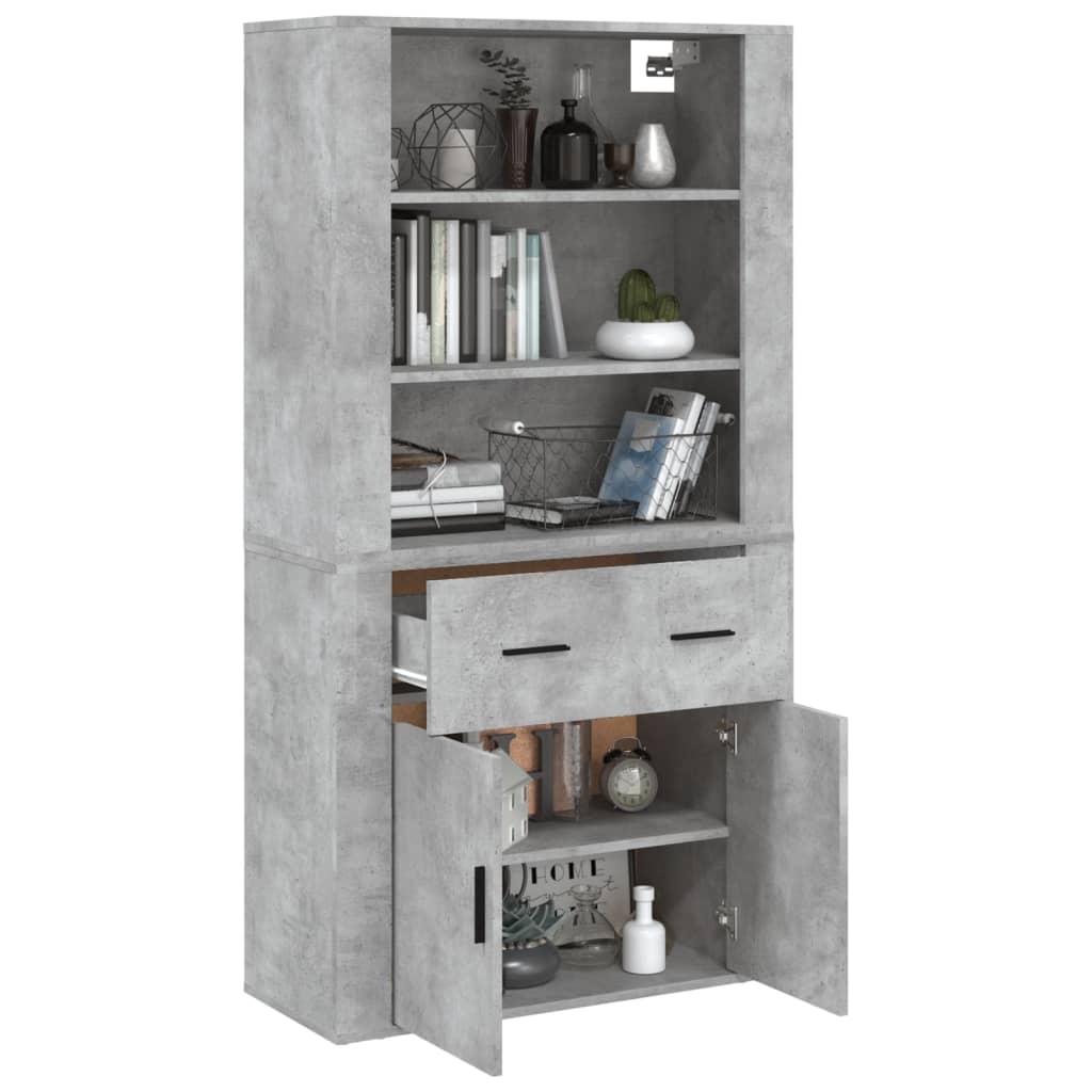 Visoka komoda siva betona od konstruiranog drva