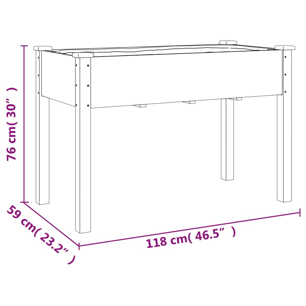 Sadilica s oblogom 118 x 59 x 76 cm od masivne jelovine