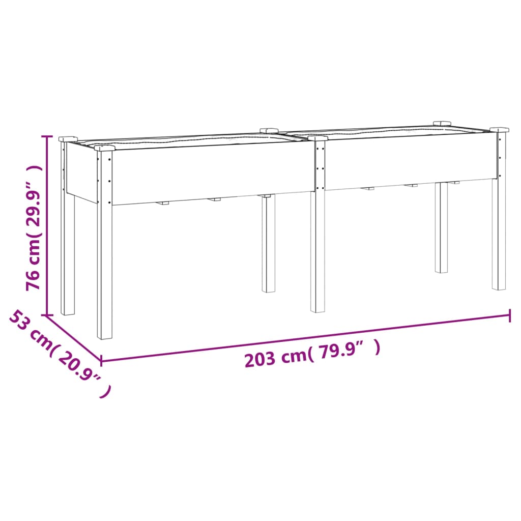 Sadilica s oblogom 203 x 53 x 76 cm od masivne jelovine