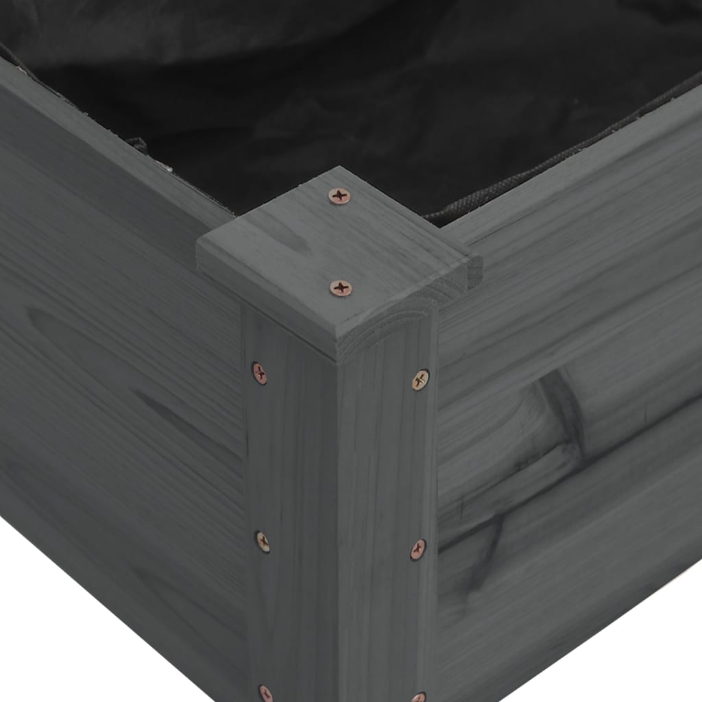 Povišena vrtna gredica s oblogom siva 120x45x25 cm od jelovine