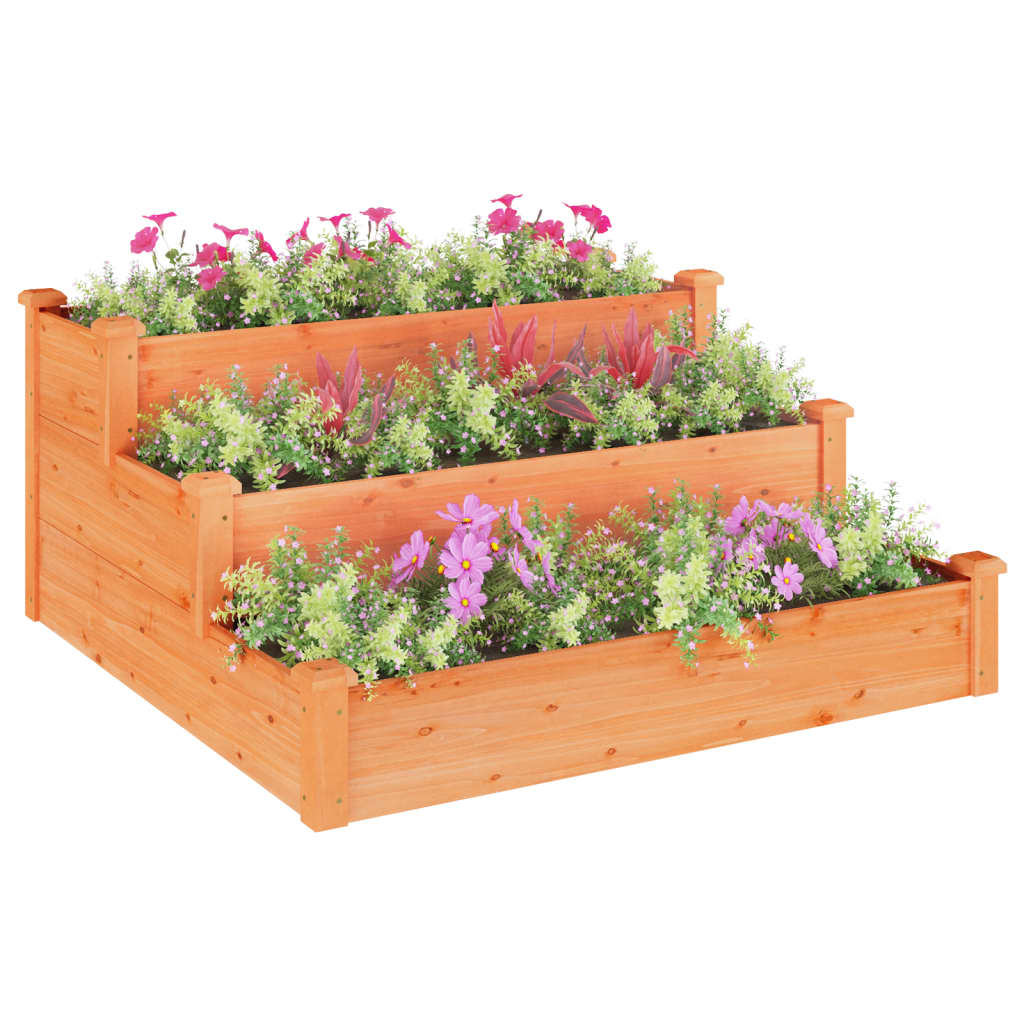 Povišena vrtna gredica smeđa 120 x 120 x 56 cm masivna jelovina