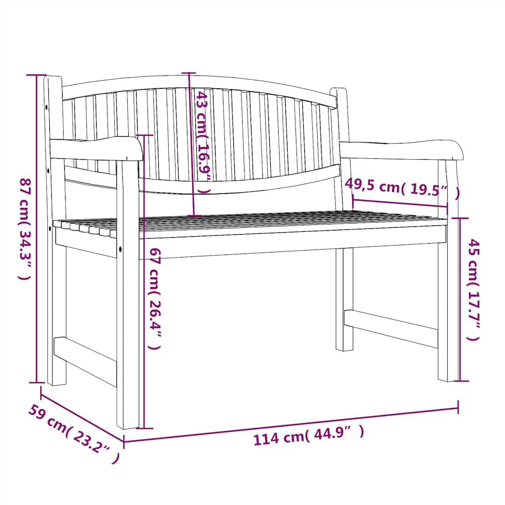 Vrtna klupa 114x59x87 cm od masivne tikovine