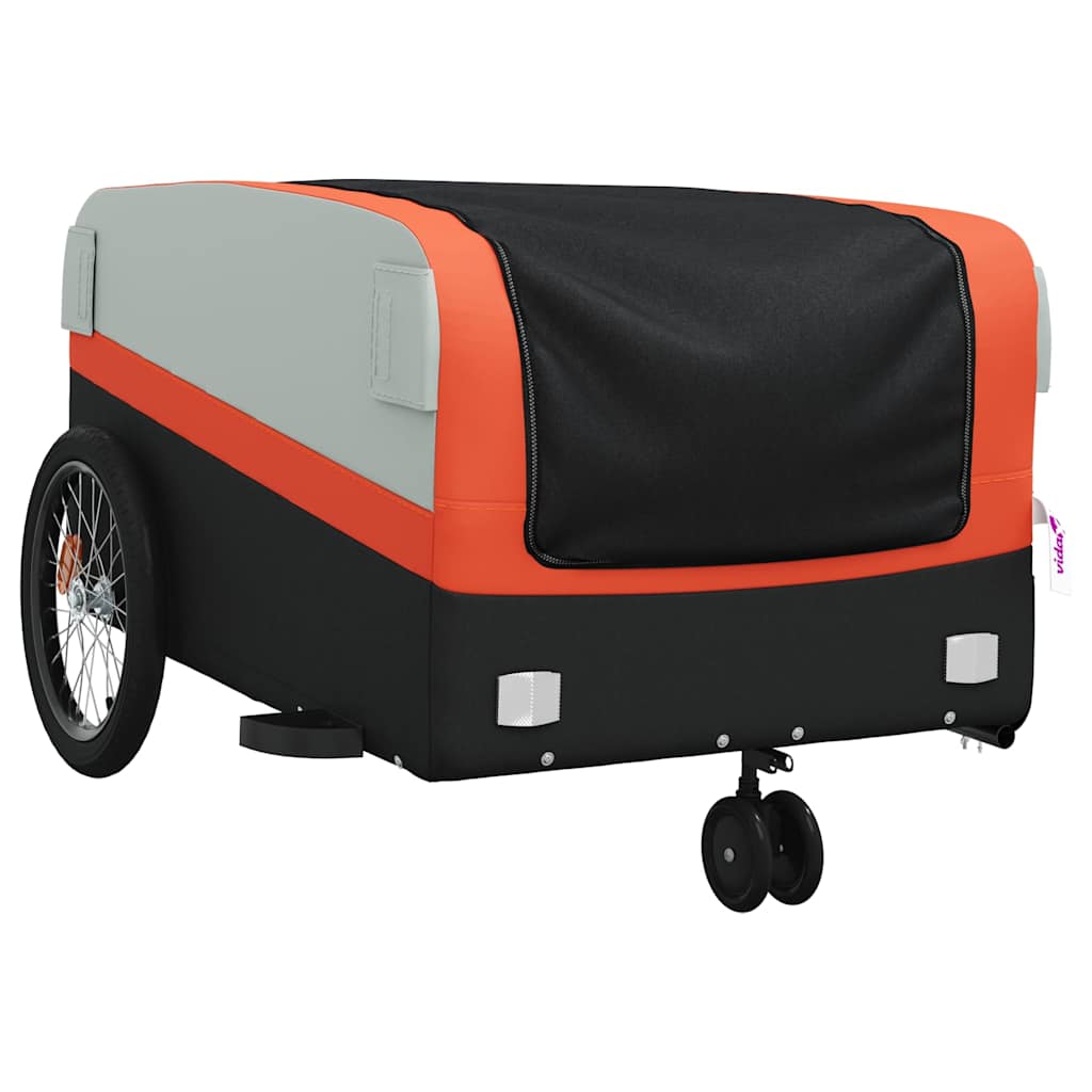 Prikolica za bicikl crno-narančasta 45 kg željezna 138 x 69 x 58 cm