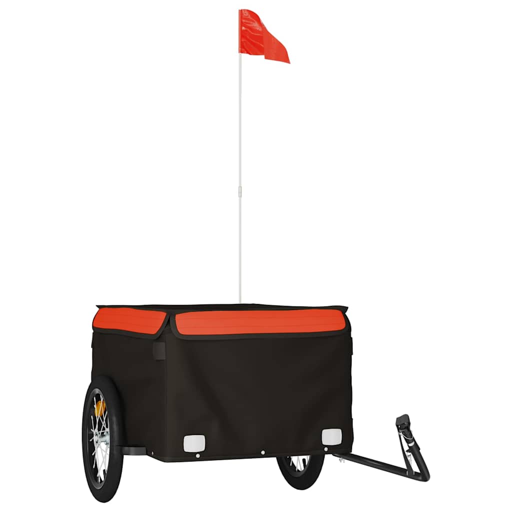 Prikolica za bicikl crno-narančasta 45 kg željezna Crna 124 x 62.5 x 52 cm