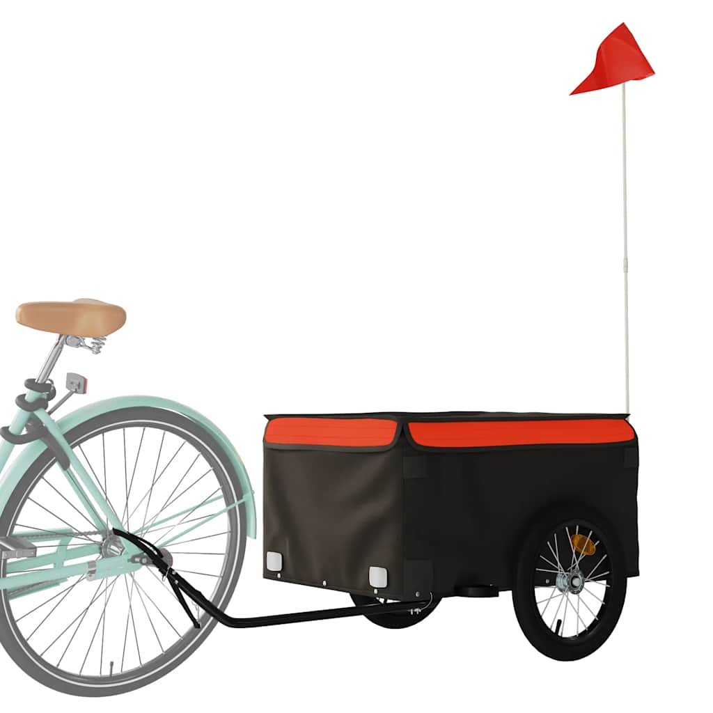 Prikolica za bicikl crno-narančasta 45 kg željezna Crna 124 x 62.5 x 52 cm