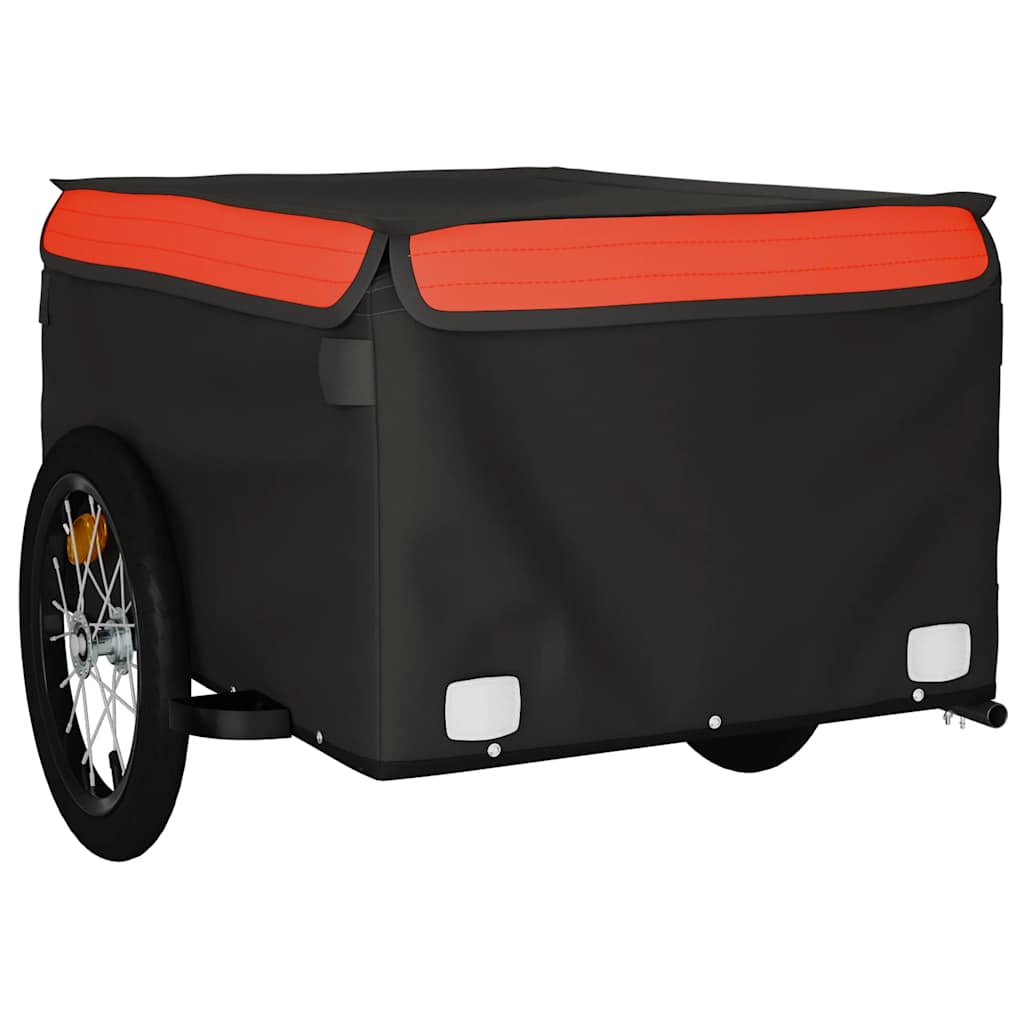 Prikolica za bicikl crno-narančasta 45 kg željezna Crna 124 x 62.5 x 52 cm