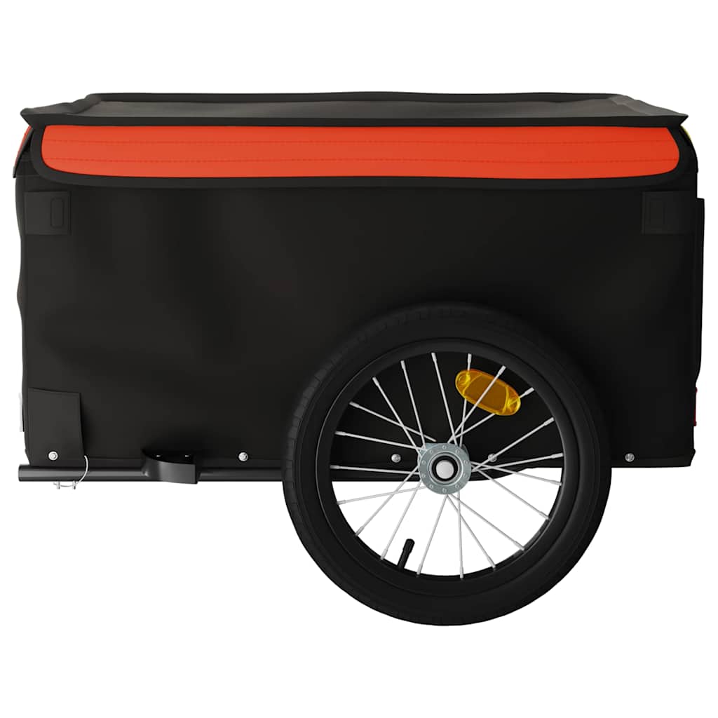 Prikolica za bicikl crno-narančasta 45 kg željezna Crna 124 x 62.5 x 52 cm