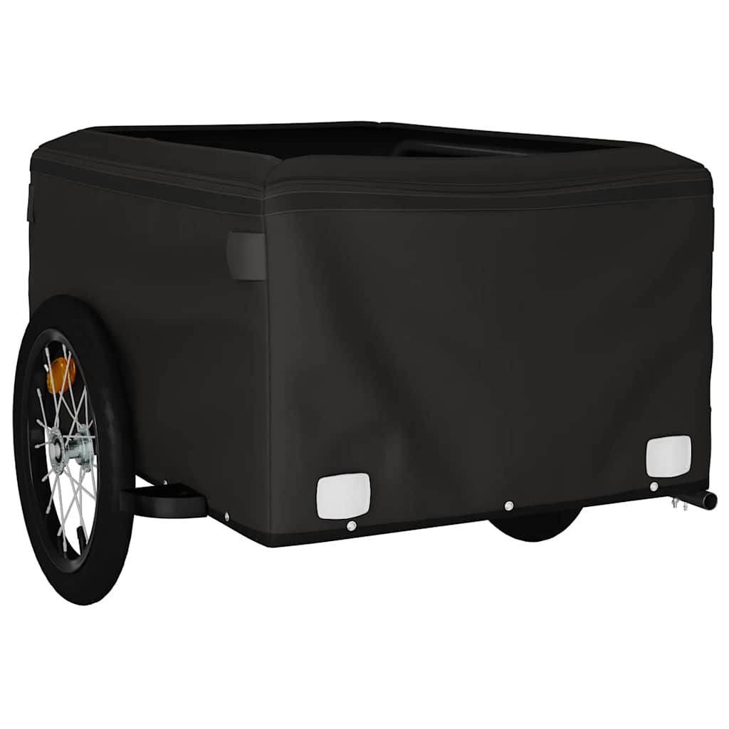 Prikolica za bicikl crno-narančasta 45 kg željezna Crna 124 x 62.5 x 52 cm