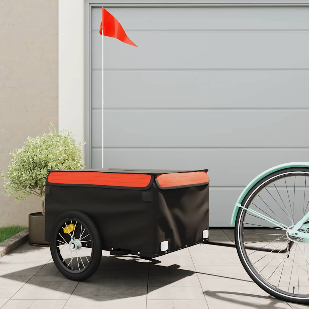 Prikolica za bicikl crno-narančasta 45 kg željezna Crna 124 x 62.5 x 52 cm