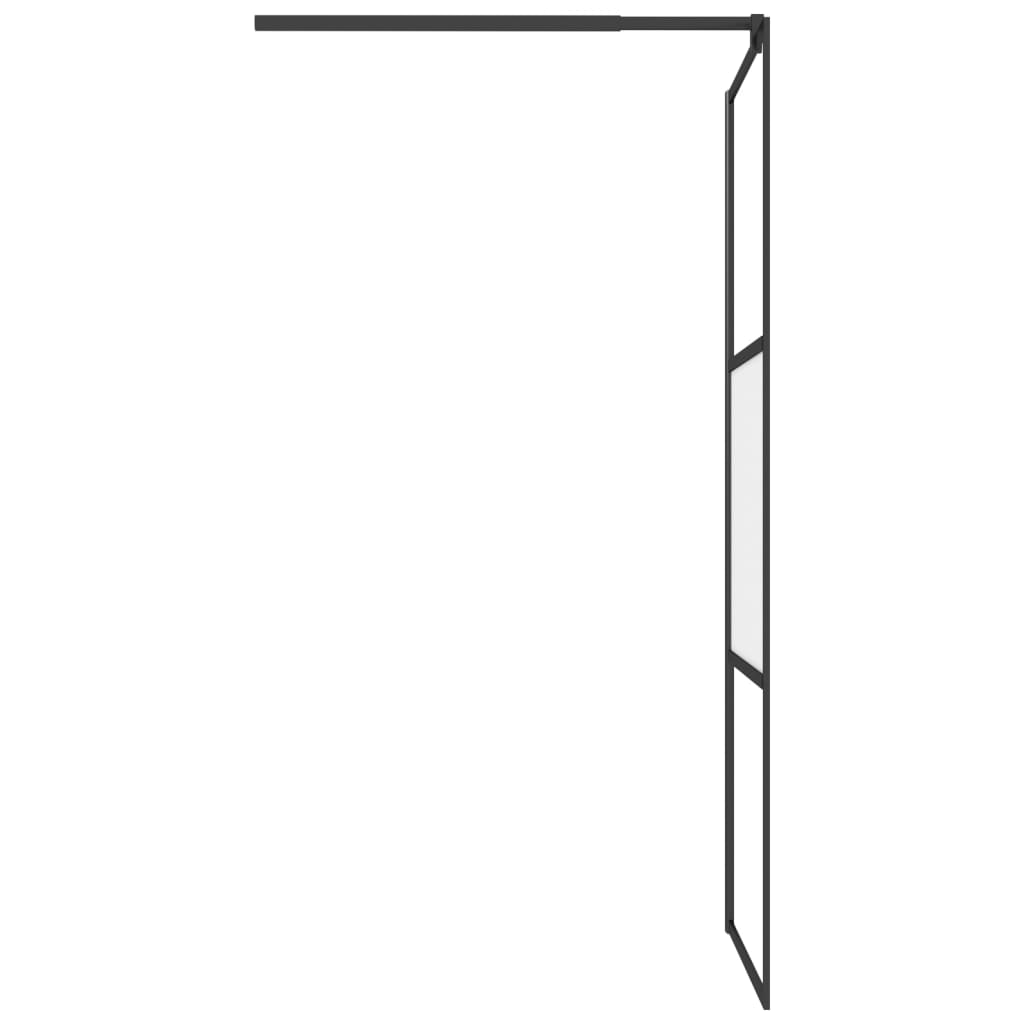 Pregrada za tuš s policom crna 80 x 195 cm s mutnim staklom ESG