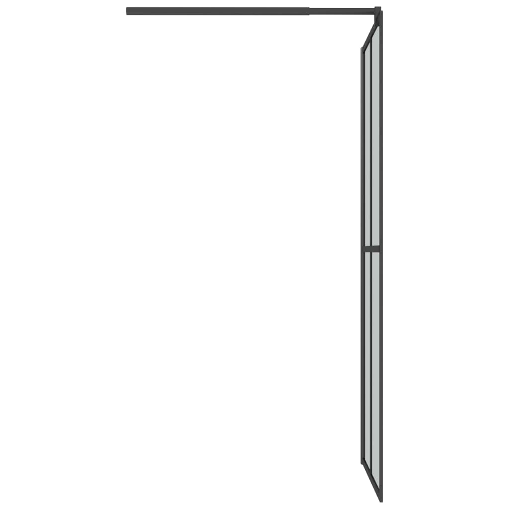 Pregrada za tuš s policom crna 80 x 195 cm s mutnim staklom ESG
