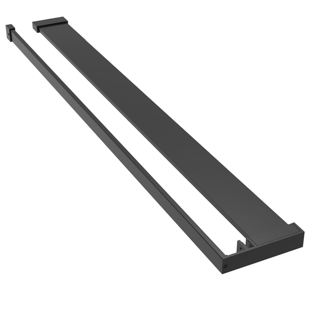 Pregrada za tuš s policom crna 80 x 195 cm s mutnim staklom ESG