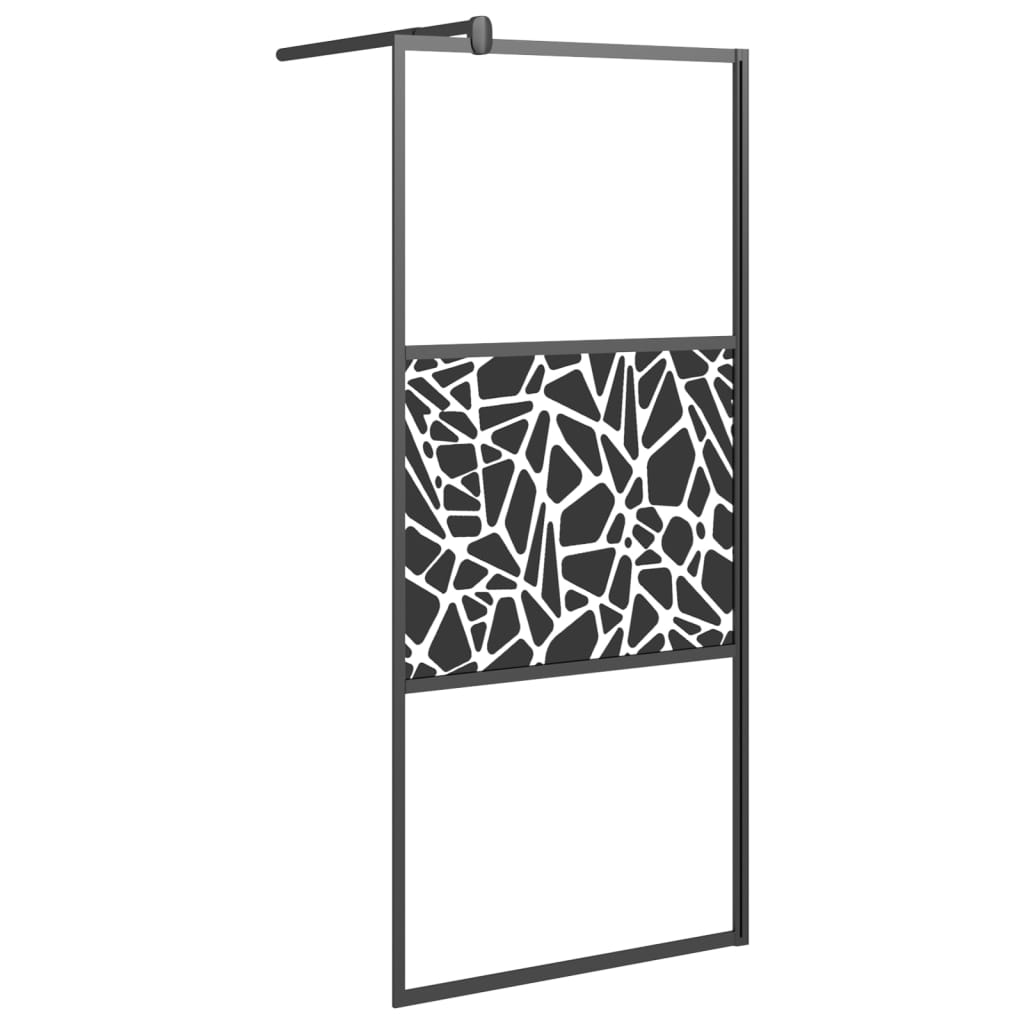 Pregrada za tuš s policom crna 90x195 cm staklo ESG i aluminij