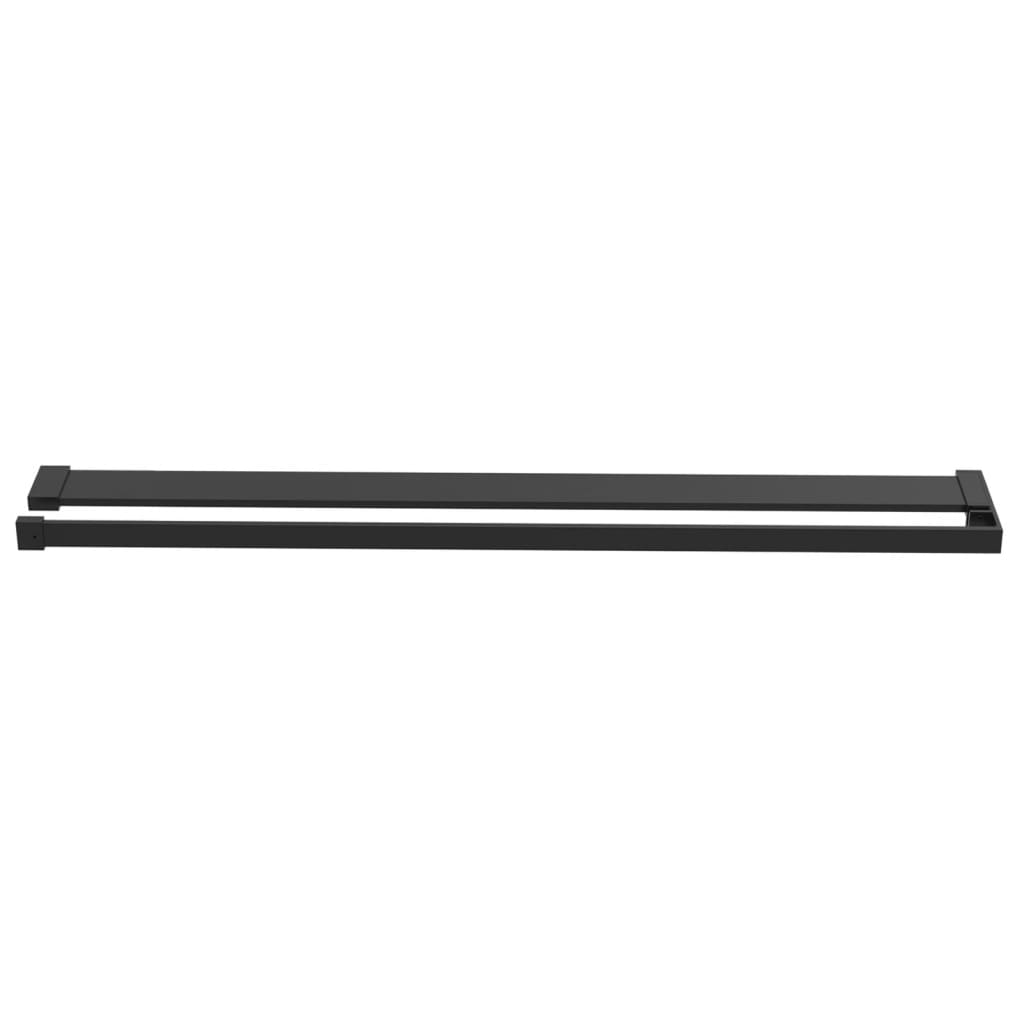 Pregrada za tuš s policom crna 90x195 cm staklo ESG i aluminij