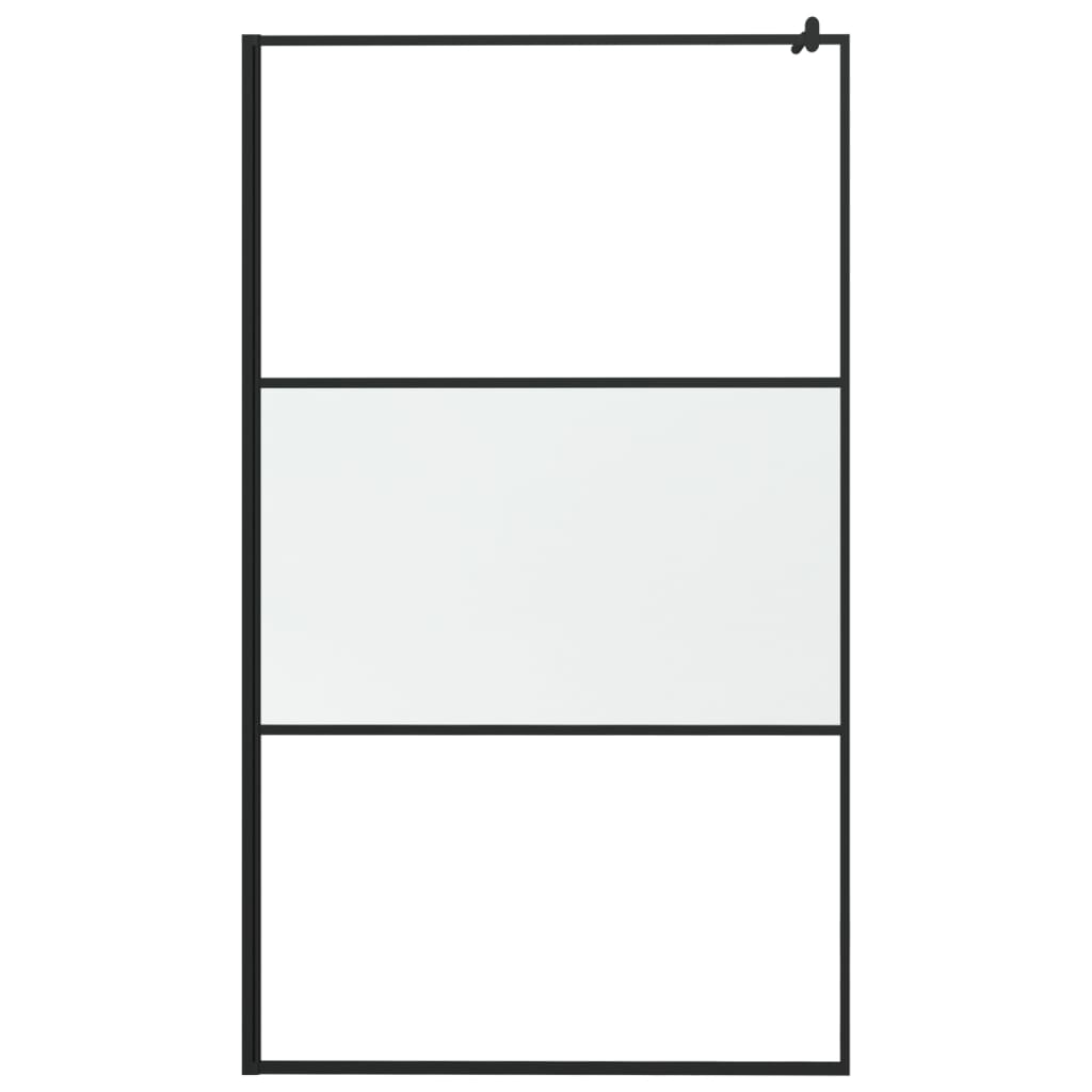 Pregrada za tuš s policom crna 115x195 cm staklo ESG i aluminij
