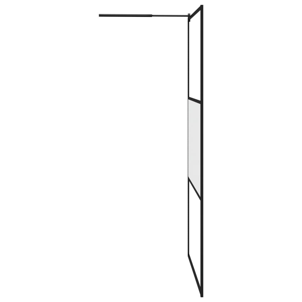 Pregrada za tuš s policom crna 115x195 cm staklo ESG i aluminij