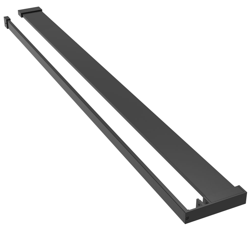 Pregrada za tuš s policom crna 115x195 cm staklo ESG i aluminij