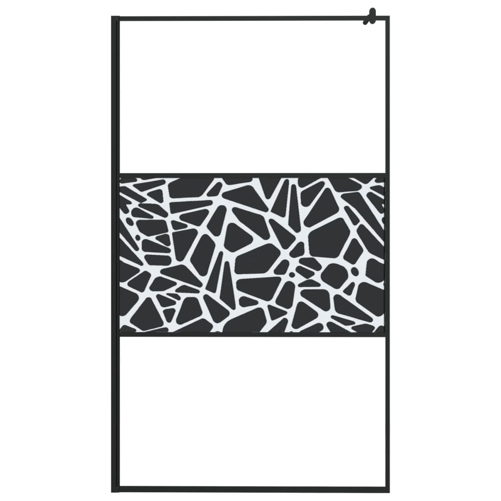 Pregrada za tuš s policom crna 115x195 cm staklo ESG i aluminij