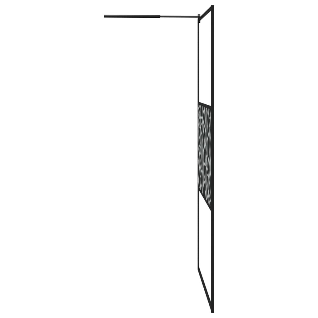 Pregrada za tuš s policom crna 115x195 cm staklo ESG i aluminij
