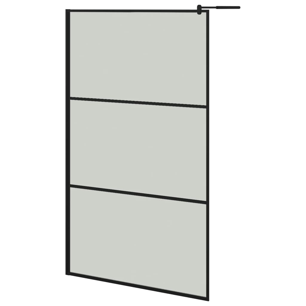 Pregrada za tuš s policom crna 115x195 cm staklo ESG i aluminij