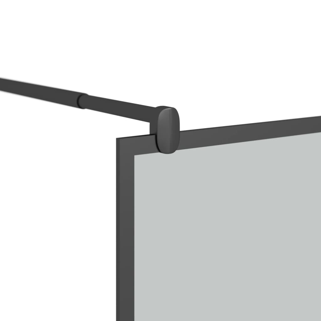 Pregrada za tuš s policom crna 115x195 cm staklo ESG i aluminij