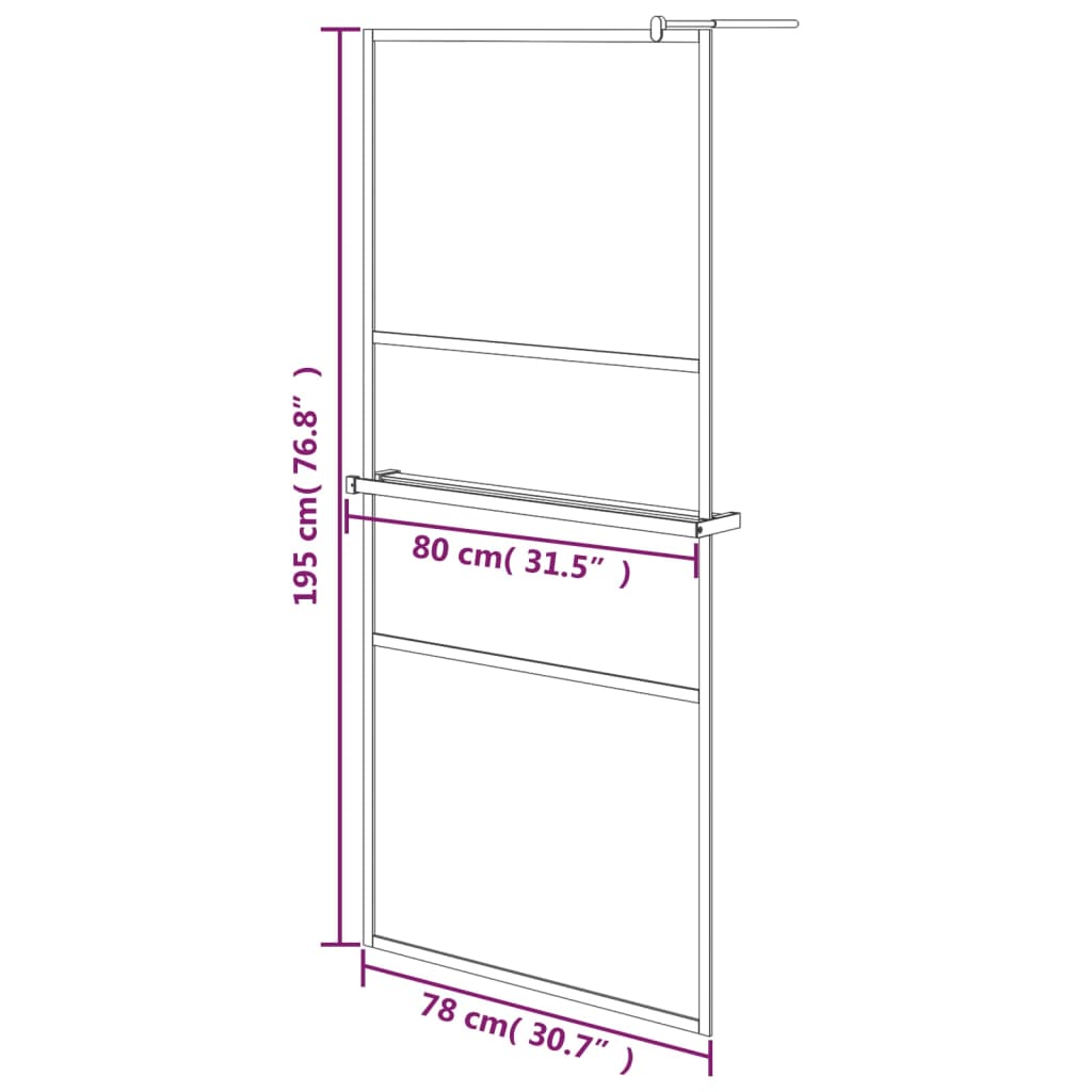 Pregrada za tuš s policom krom 80x195 cm staklo ESG i aluminij