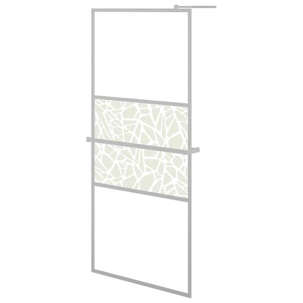 Pregrada za tuš s policom krom 90x195 cm staklo ESG i aluminij