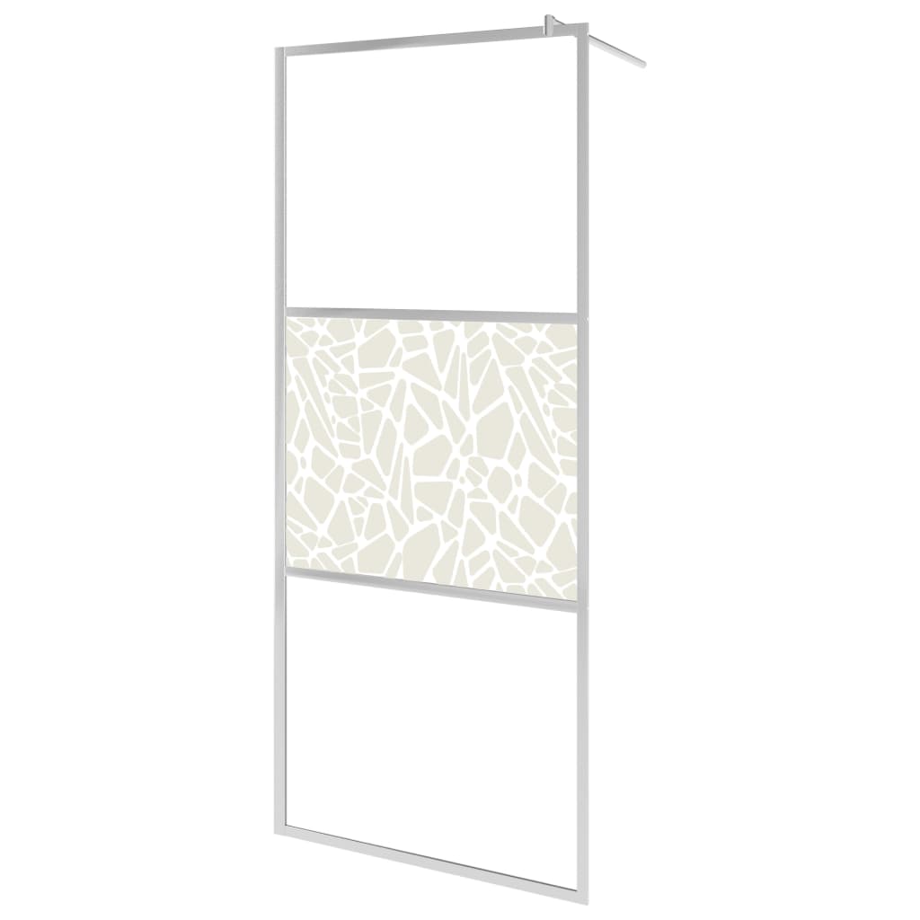 Pregrada za tuš s policom krom 90x195 cm staklo ESG i aluminij