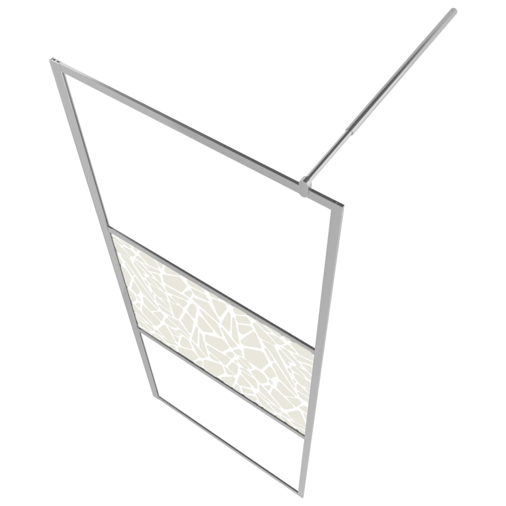 Pregrada za tuš s policom krom 90x195 cm staklo ESG i aluminij