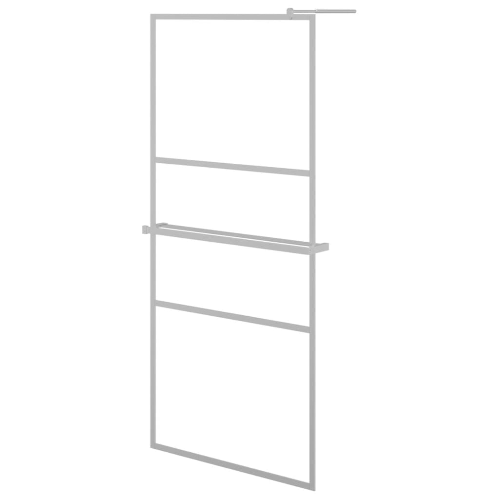 Pregrada za tuš s policom krom 100x195 cm staklo ESG i aluminij